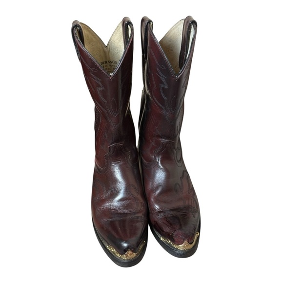 Durango Black Cherry Western Cowboy Boots TR655 Mens Size 8.5D Gold Toe Burgundy - Picture 3 of 11